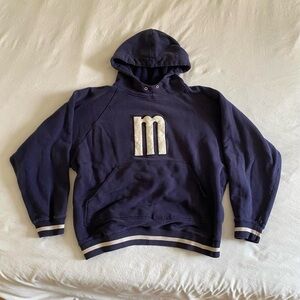 Vintage navy hoodie with M embroidery